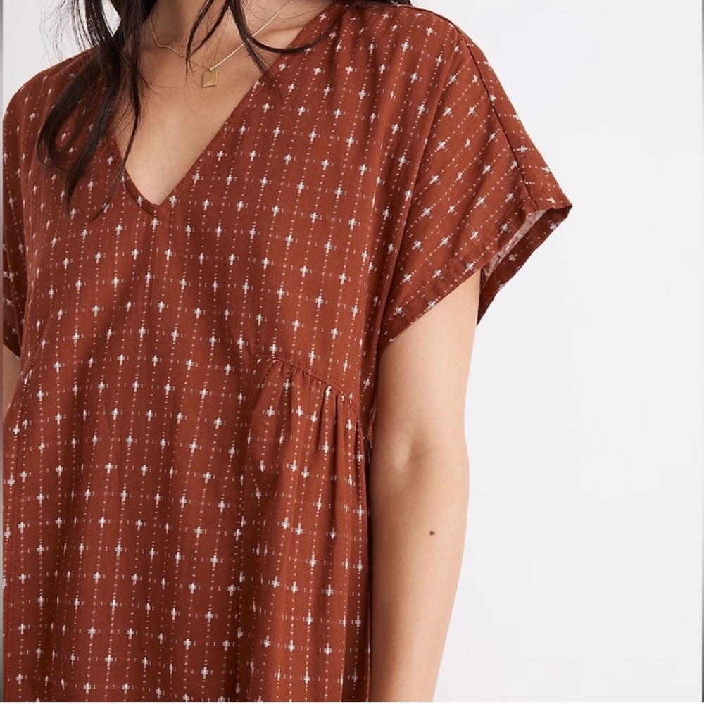 NWOT Madewell Embroidered V Neck Mini Dress